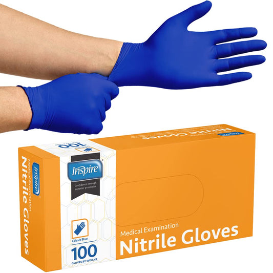 Inspire Cobalt Blue Nitrile Medical Examination Gloves
