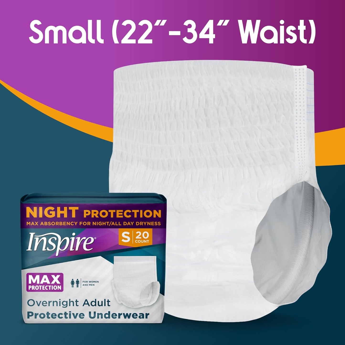 Inspire Adult Diapers Women or Men - MAX Absorbency | Our Most Absorbent and Dry, Incontinence Underwear for Women or Men | Leak Proof Diaper Overnight or Daytime for Heavy