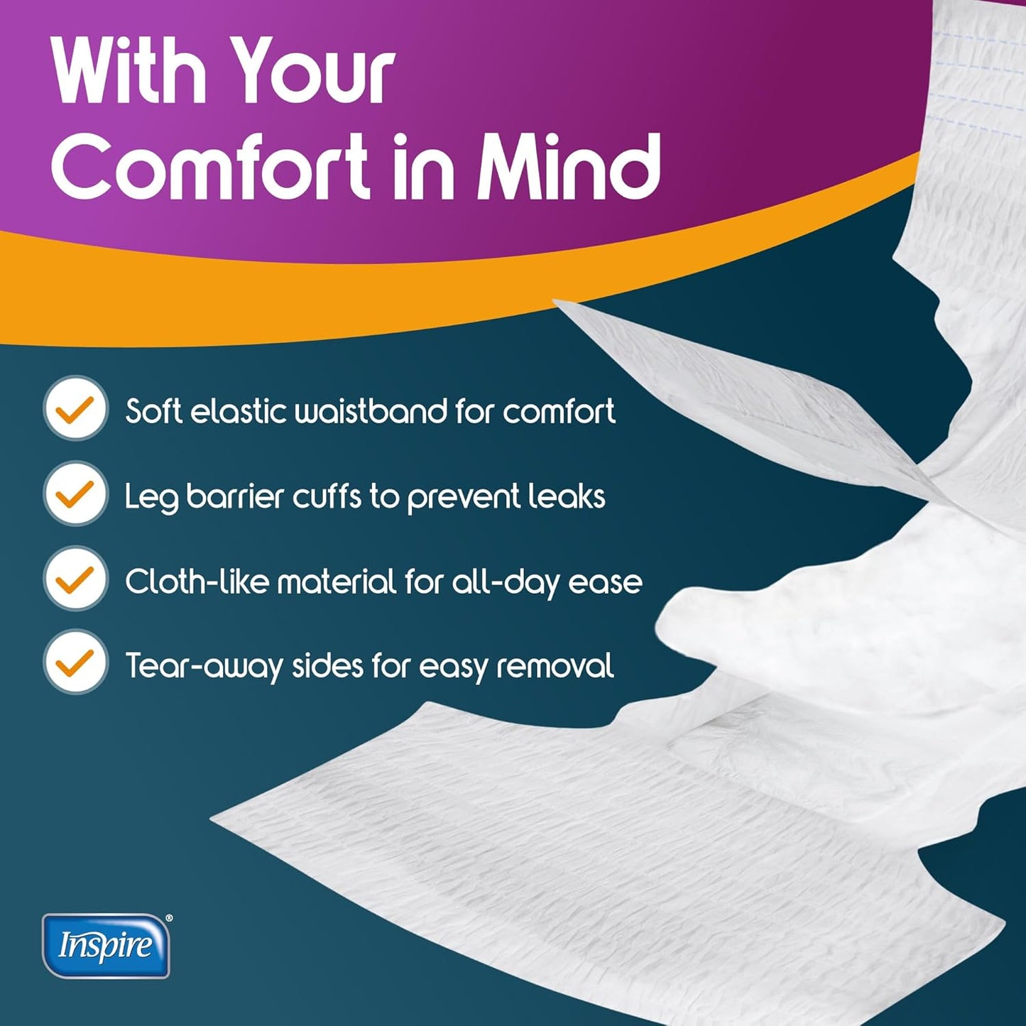 Inspire Adult Diapers Women or Men - MAX Absorbency | Our Most Absorbent and Dry, Incontinence Underwear for Women or Men | Leak Proof Diaper Overnight or Daytime for Heavy