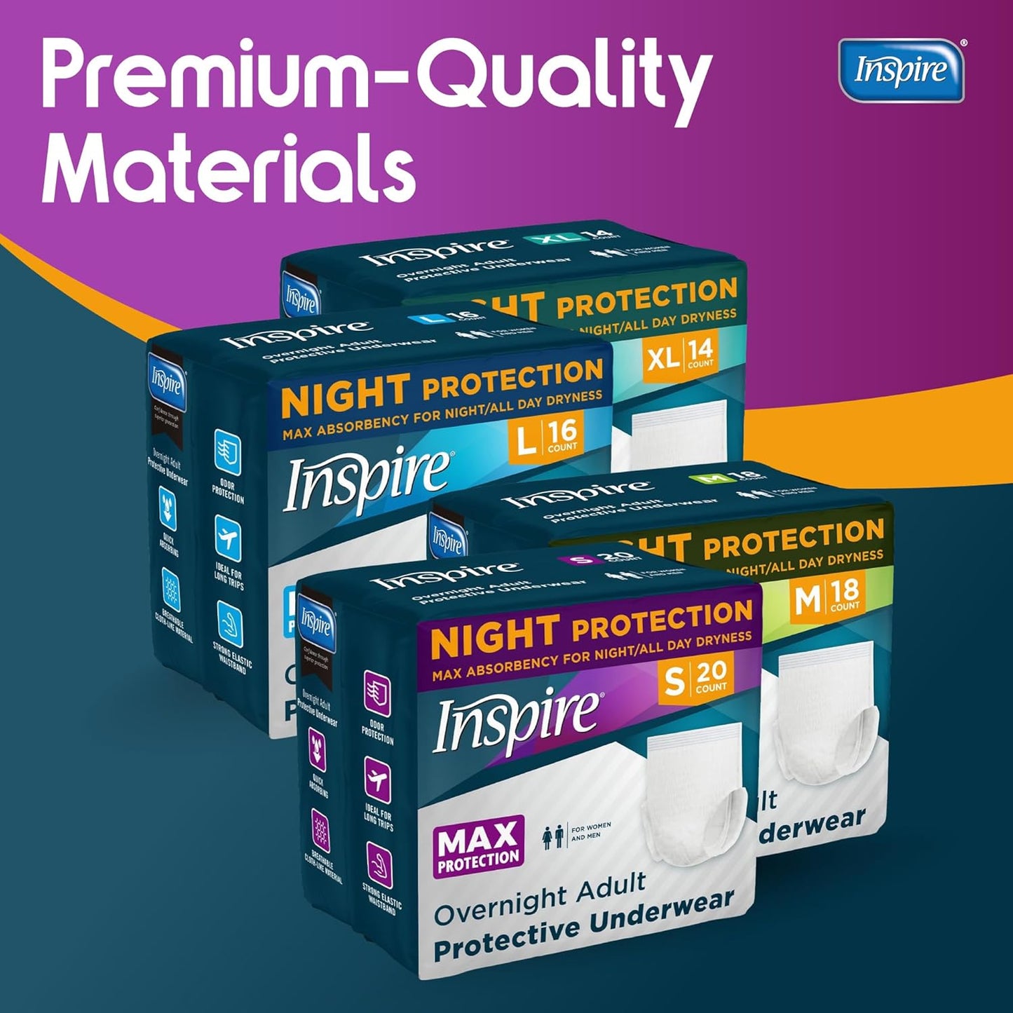 Inspire Adult Diapers Women or Men - MAX Absorbency | Our Most Absorbent and Dry, Incontinence Underwear for Women or Men | Leak Proof Diaper Overnight or Daytime for Heavy
