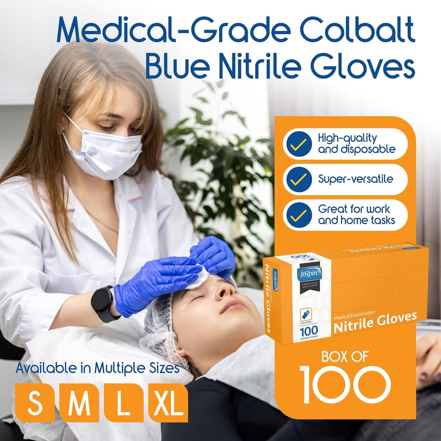 Inspire Cobalt Blue Nitrile Medical Examination Gloves