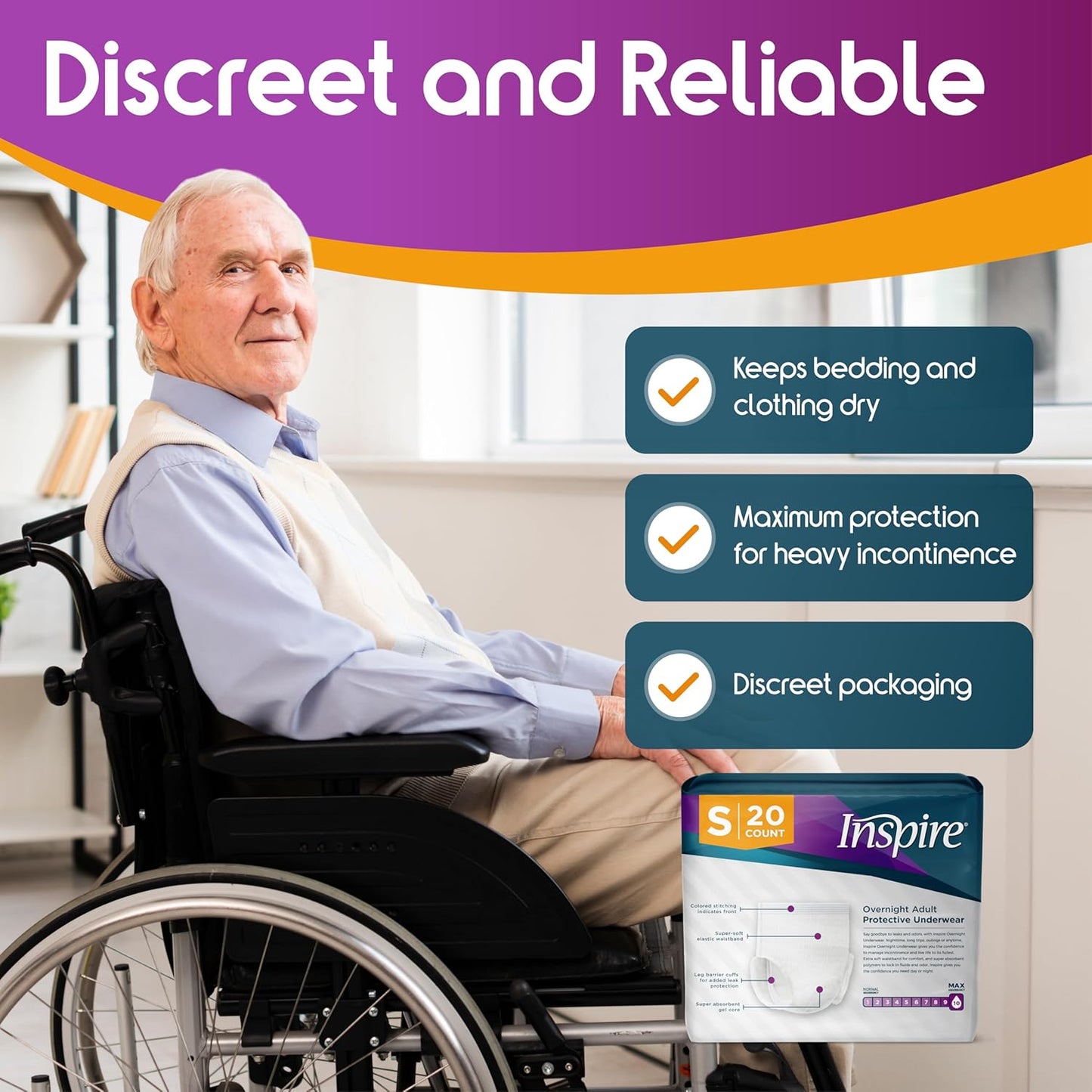 Inspire Adult Diapers Women or Men - MAX Absorbency | Our Most Absorbent and Dry, Incontinence Underwear for Women or Men | Leak Proof Diaper Overnight or Daytime for Heavy