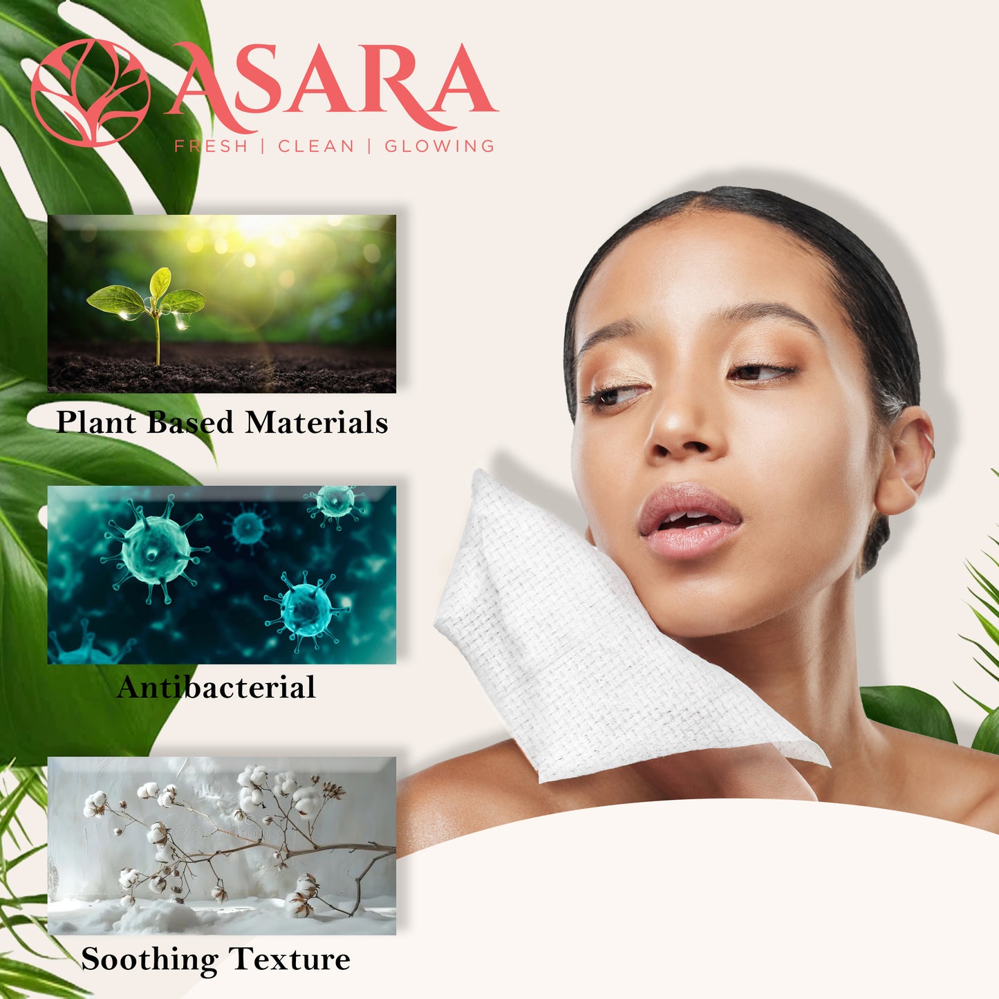 Asara Disposable Face Towel XL Facial Cleansing Wipes (100 Count)
