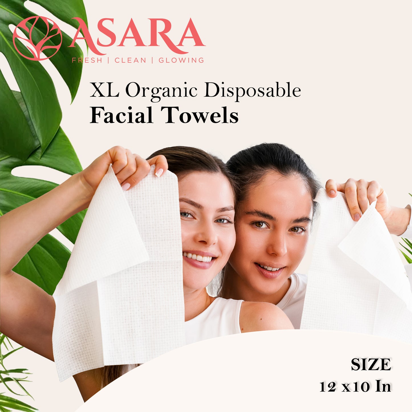 Asara Disposable Face Towel XL Facial Cleansing Wipes (100 Count)