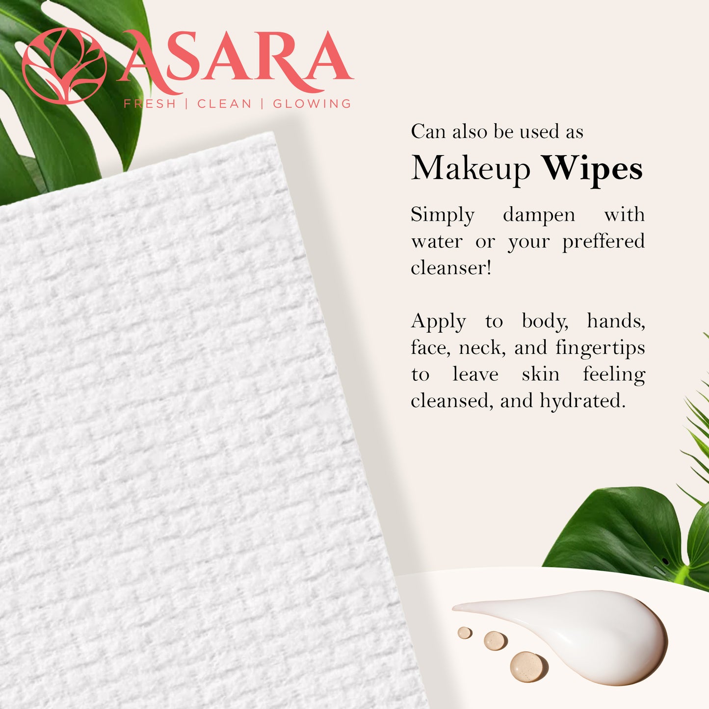 Asara Disposable Face Towel XL Facial Cleansing Wipes (100 Count)