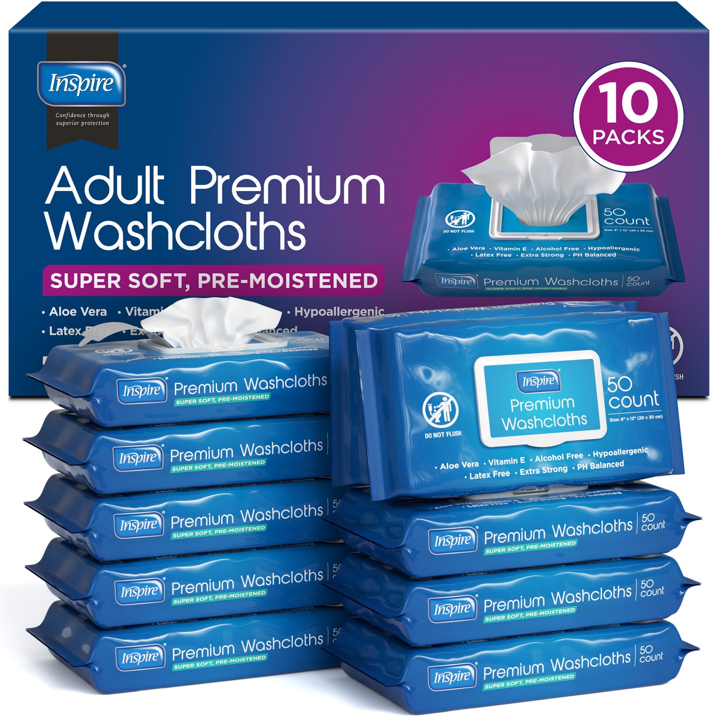 Inspire Adult Wash Cloths 500 Count