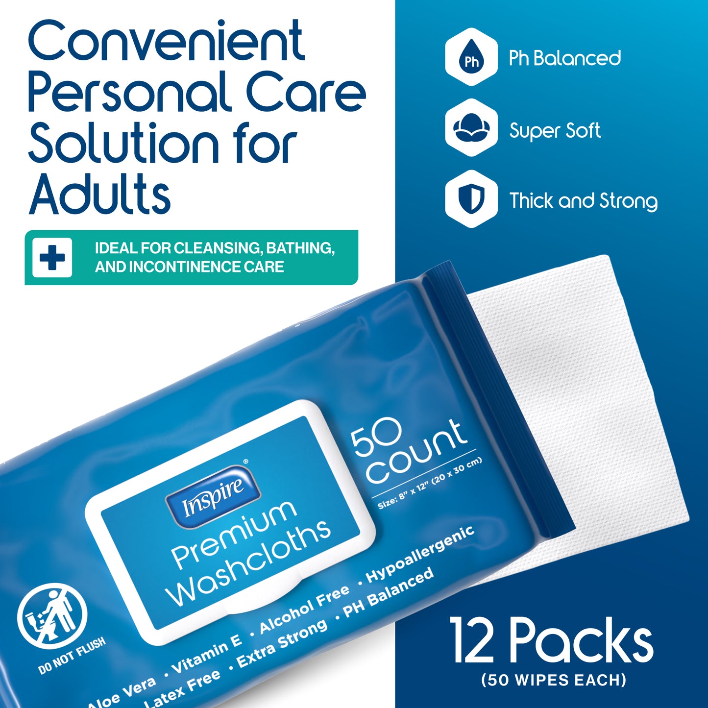 Inspire Adult Wash Cloths 400 Count