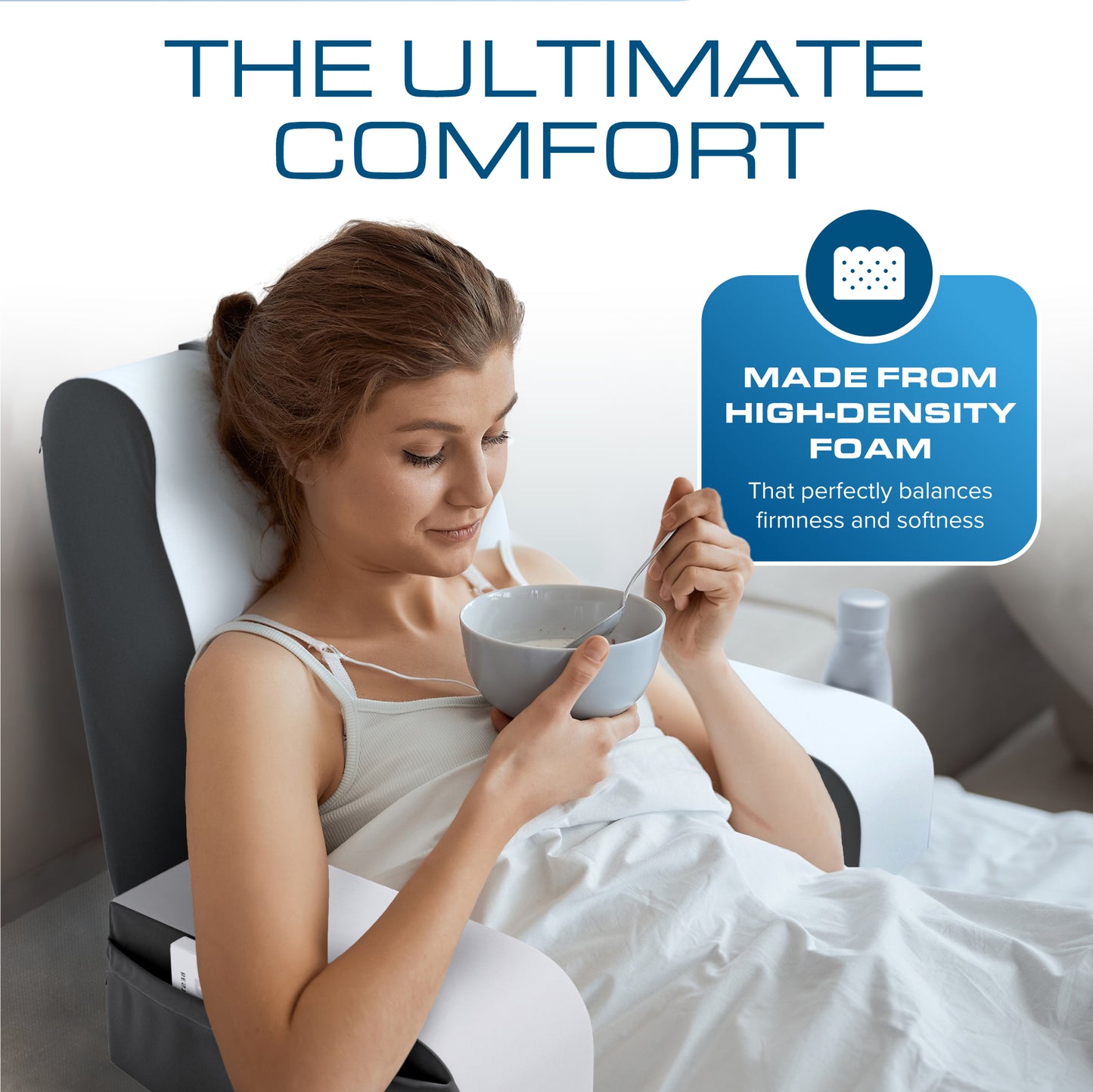 Kolbs Reading Pillow | Full Support for Comfort Solid Foam (Grey/White)