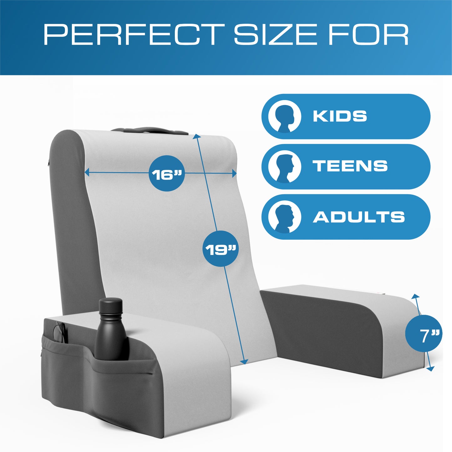 Kolbs Reading Pillow | Full Support for Comfort Solid Foam (Grey/White)