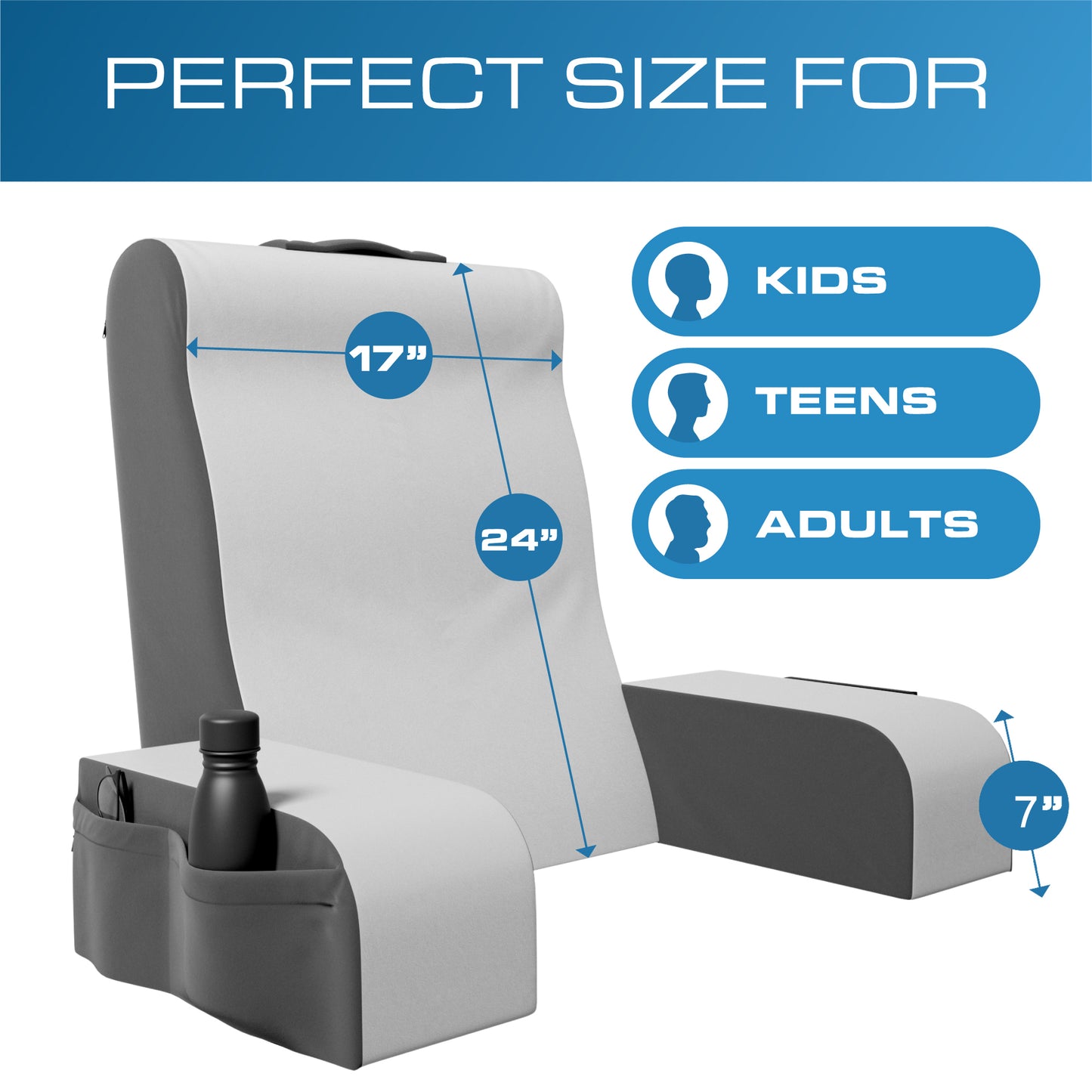 Kolbs Reading Pillow | Full Support for Comfort Solid Foam (Grey/White)