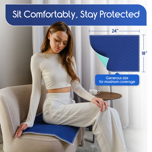 Inspire Waterproof Chair Pad, Dark Colored to Hide Stains, 18 x 24 – Quilted, for Incontinence Washable 3 PACK