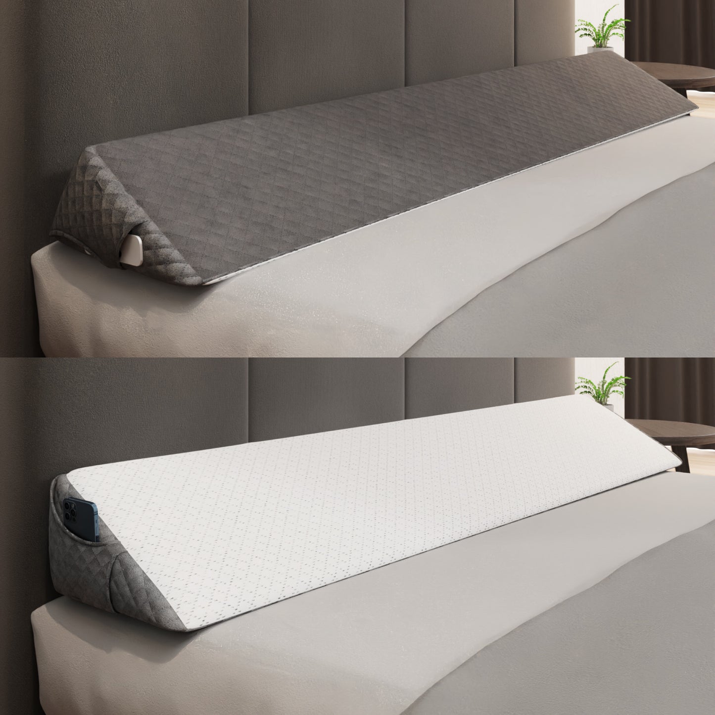 Kolbs Headboard Wedge Pillow Flippable 2 Colors/Sided Bed Gap Filler