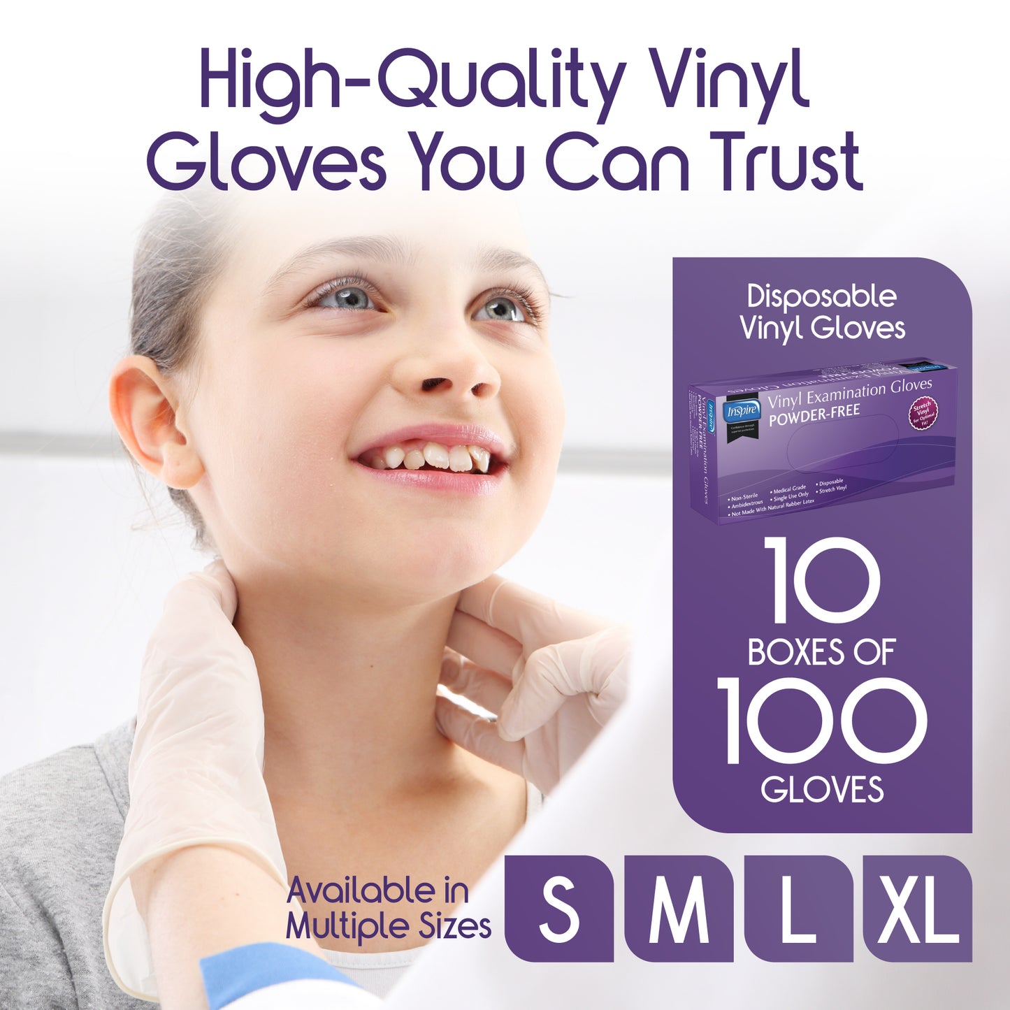 Inspire Stretch Vinyl Exam Gloves 1000 Count
