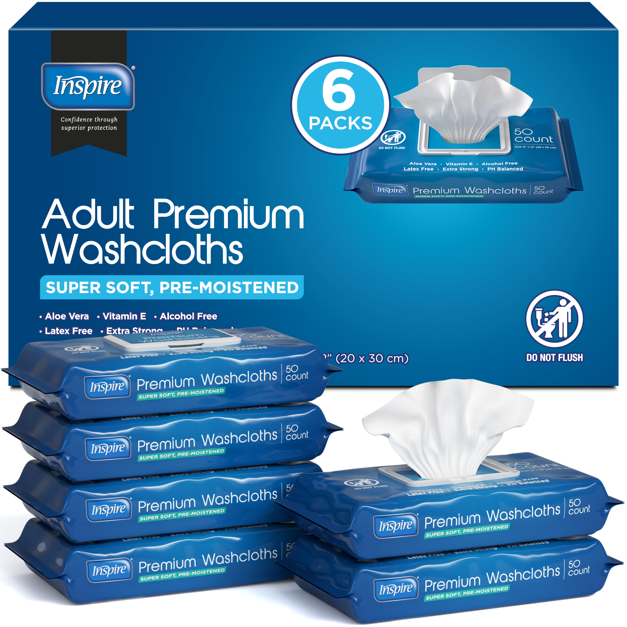 Inspire Adult Wash Cloths 300 Count – K2 Health Products