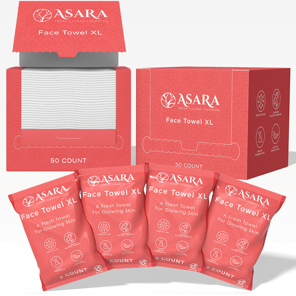 Asara Disposable Face Towel XL Facial Cleansing Wipes (100 Count)