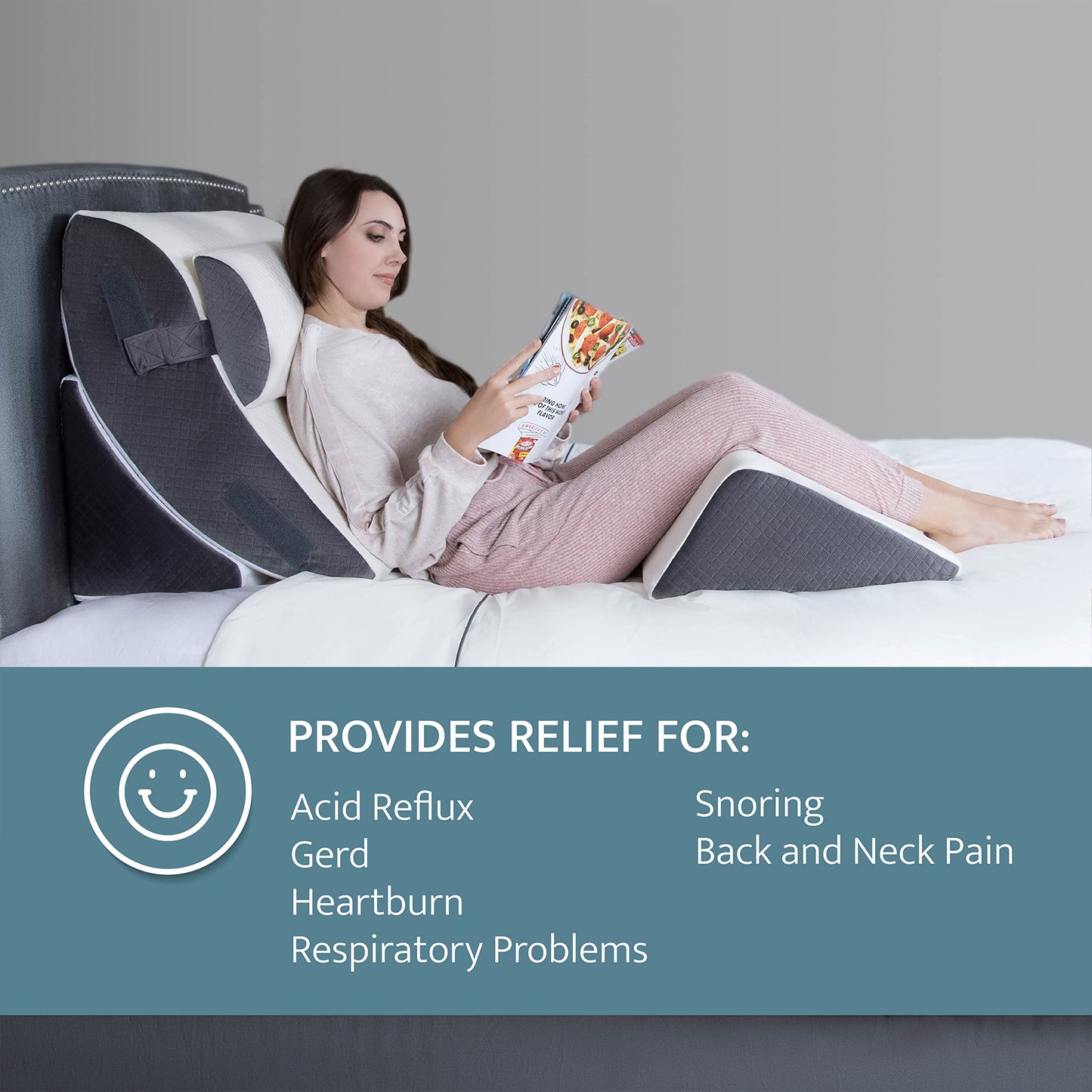 Pillow That Provides Relief For Acid Reflux, Gerd, Heartburn, Respiratory Problems, Snoring, Back And Neck Pain