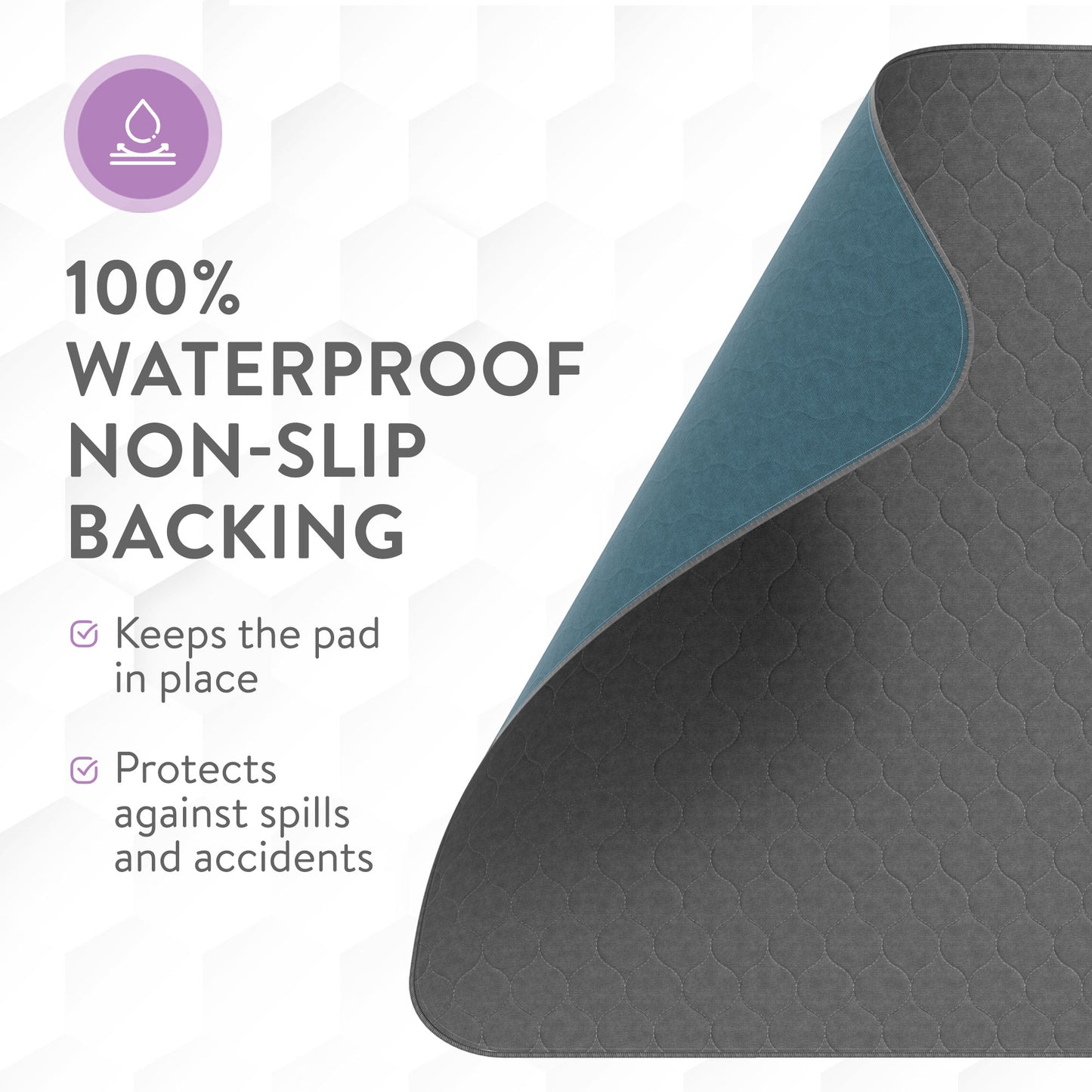 Inspire Stain Hiding Gray Washable and Reusable Incontinence Bed Pads for Adults