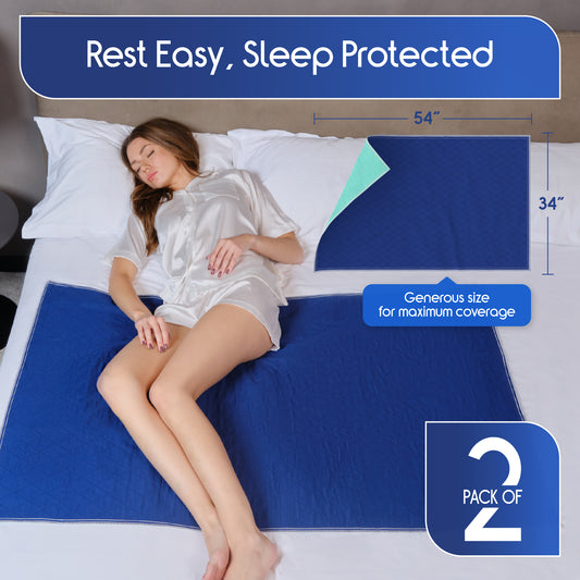 Inspire Waterproof Reusable Mattress Pad, 2 Pack Extra Large 34 x 54