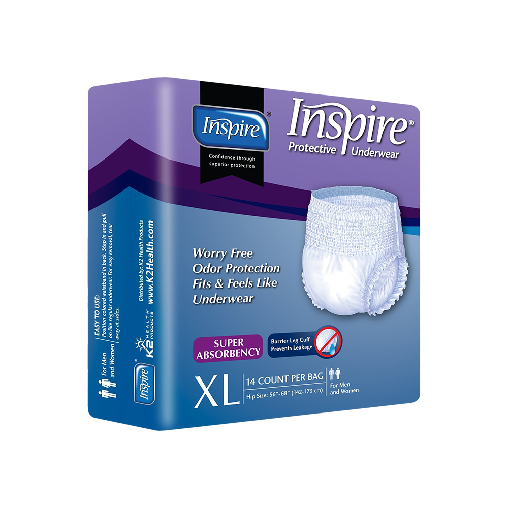 Inspire Adult Diaper incontinence underwear Extra Large (pack of 56) - K2  Health Products