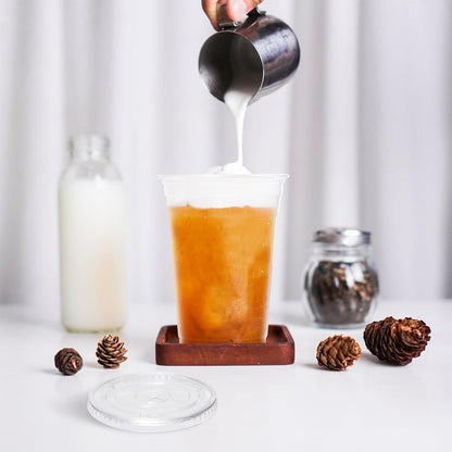 Inspire Home & Pantry Plastic Cups with Lids | BULK SAVINGS Smoothie Cup, Iced Coffee, Soda | Crystal Clear | 12 Oz Case of 200