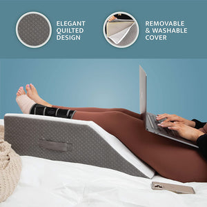 Deluxe Leg Elevation Pillow, Elegant Quilted Design, Removable And Washable Cover.