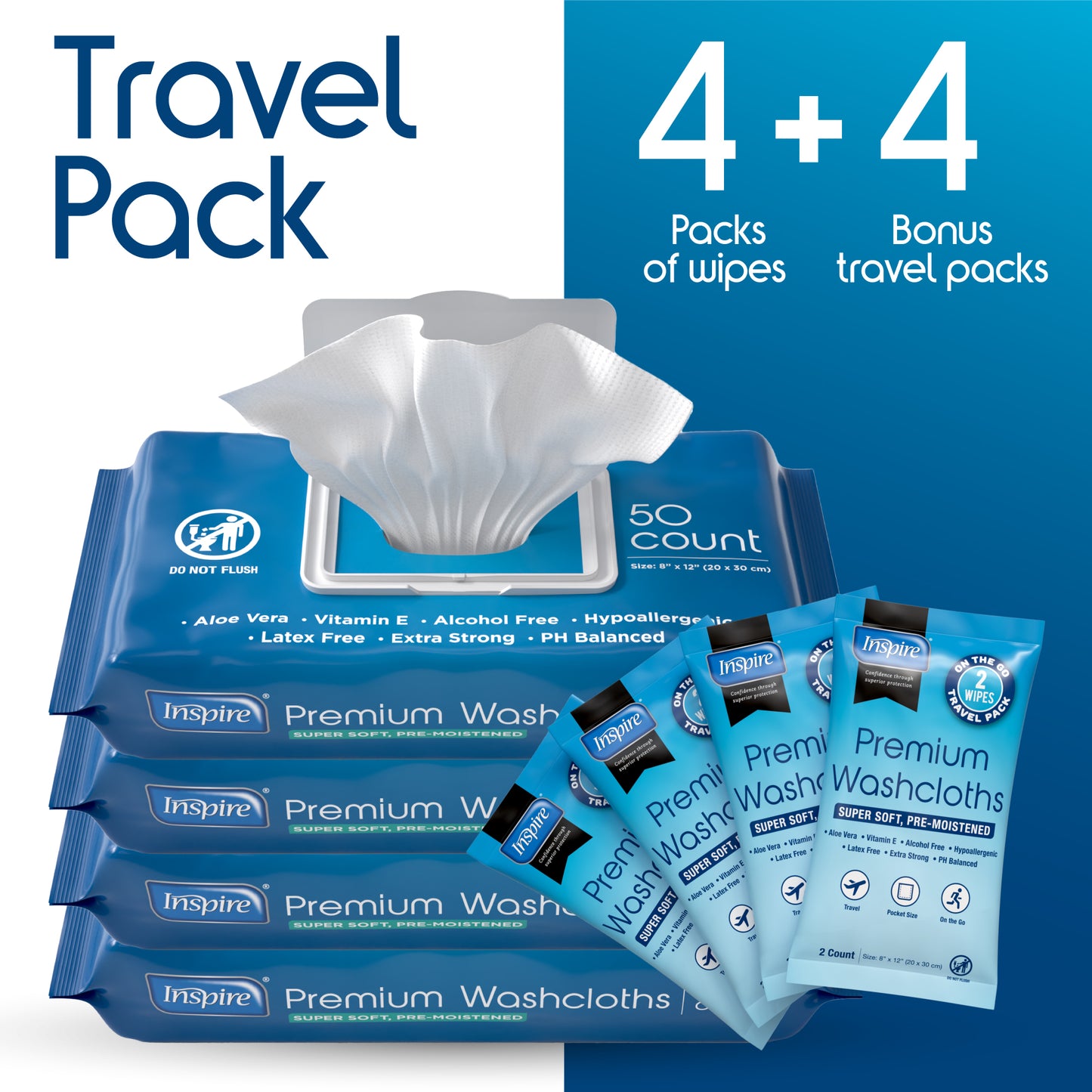 Inspire Adult Wash Cloths 200 Count