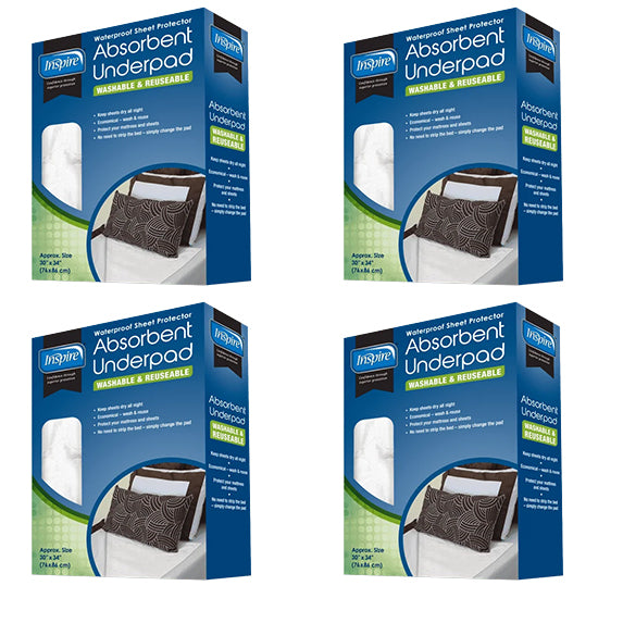 Inspire Washable Reusable Incontinence Underpad, 30 Inches X 34 Inches White