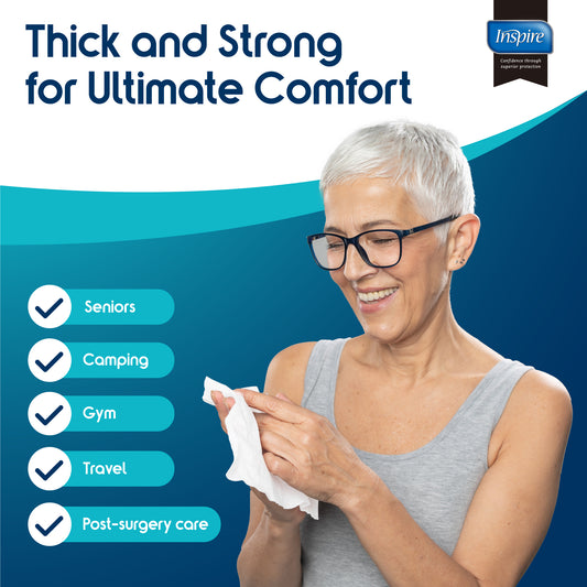 Inspire Thick Rinse Free Body Wash Wipes