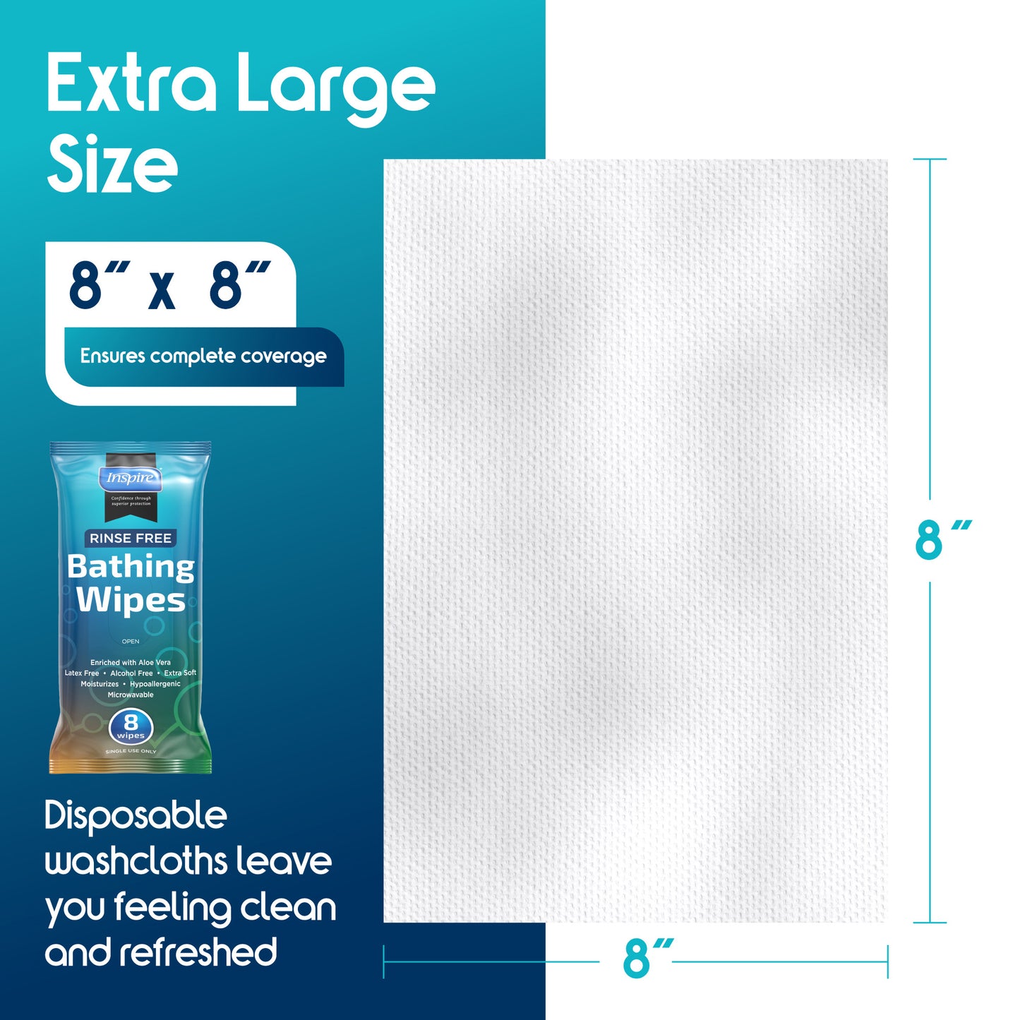 Inspire Thick Rinse Free Body Wash Wipes