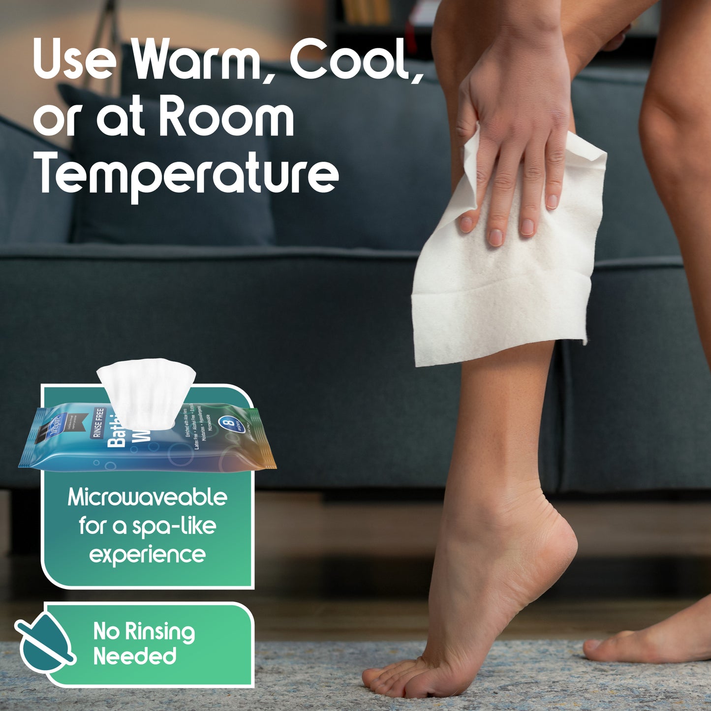 Ultra Thick Rinse Free Body Wash Wipes