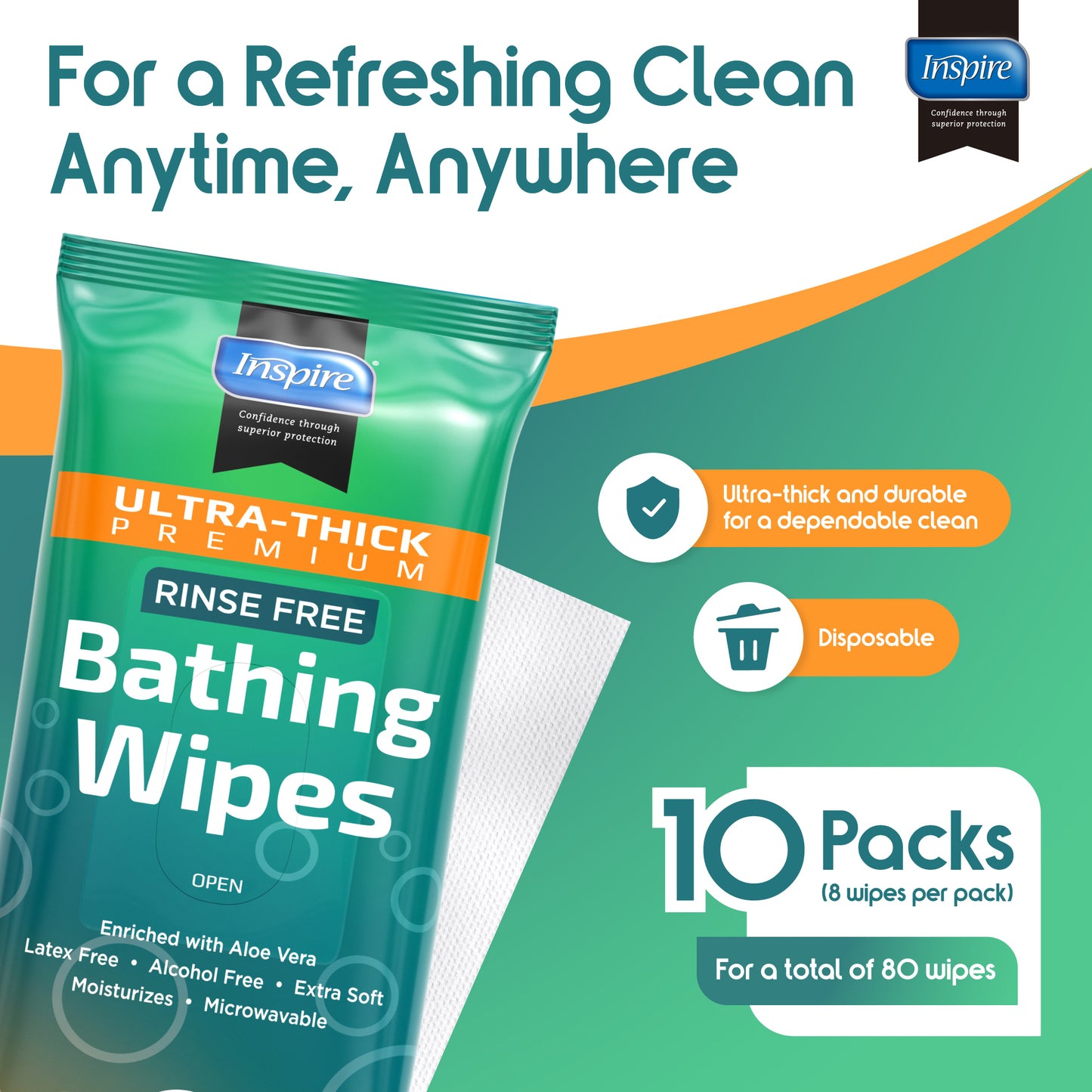 Ultra Thick Rinse Free Body Wash Wipes