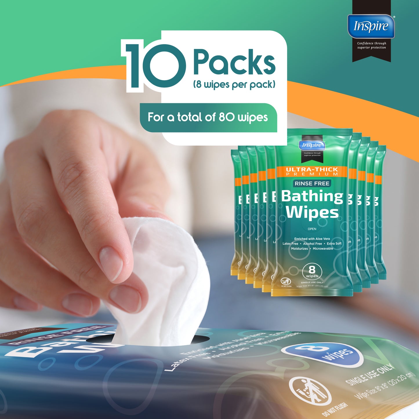 Ultra Thick Rinse Free Body Wash Wipes