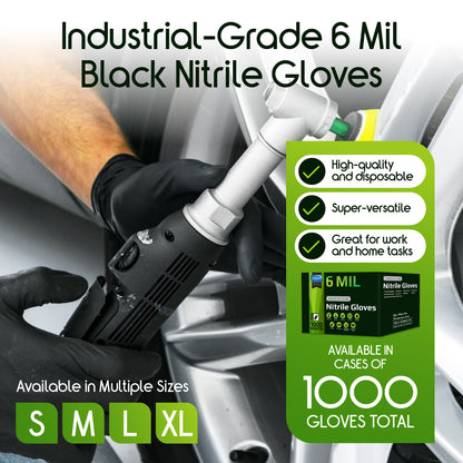 Inspire Black Nitrile Gloves 6 MIL 1000 Count
