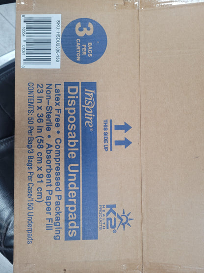 Inspire Disposable Underpads, 23 X 36 inch, 150 Count