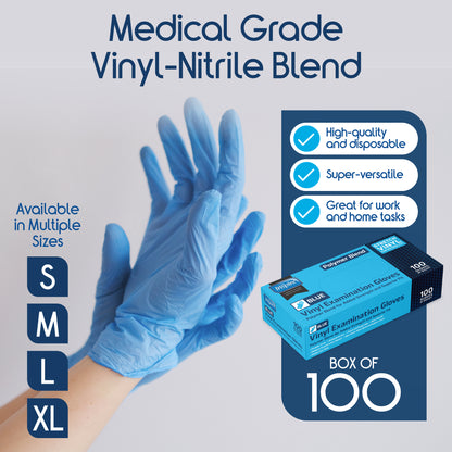Inspire Blue Vinyl Gloves Disposable