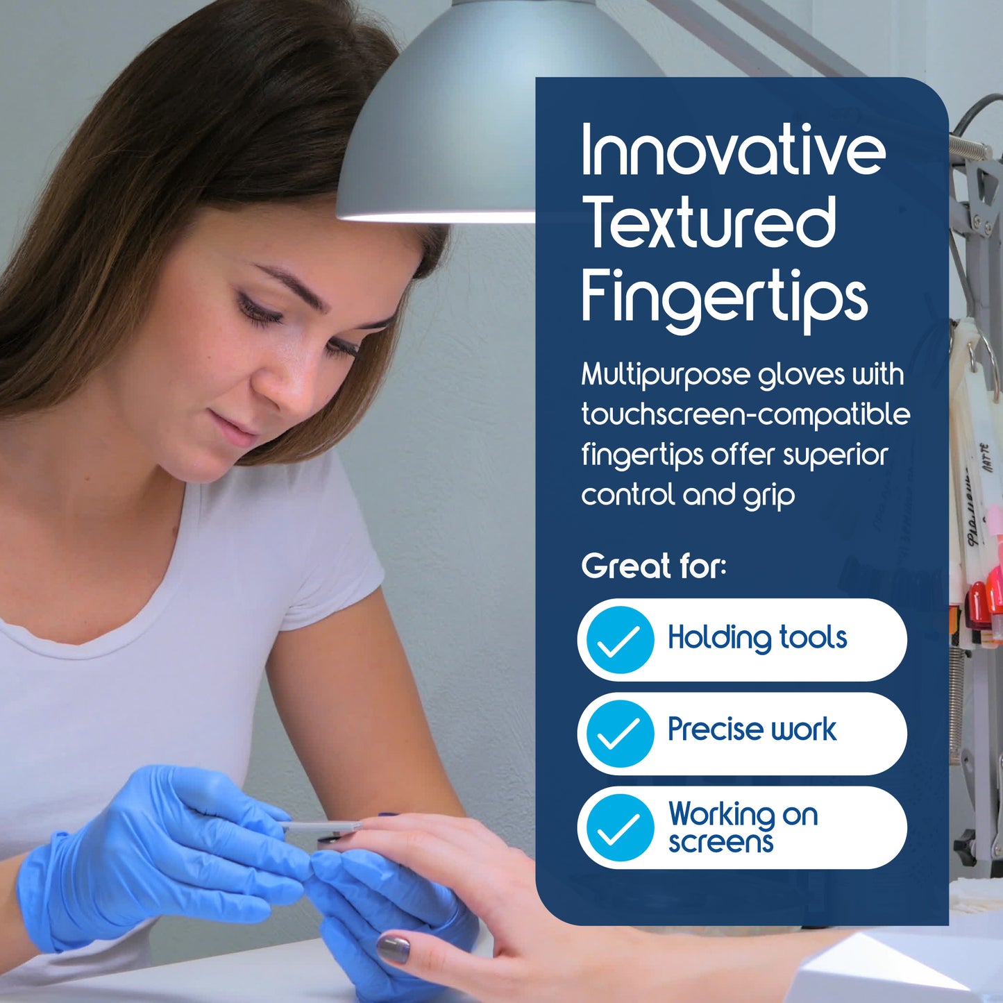 Inspire Blue Vinyl Gloves Disposable