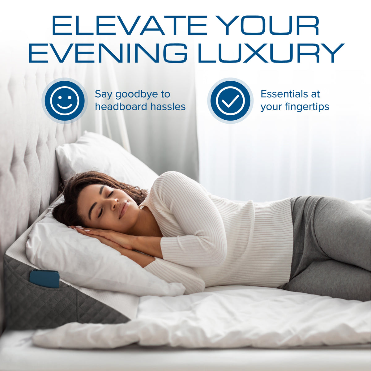 Kolbs Headboard Wedge Pillow Flippable 2 Colors/Sided Bed Gap