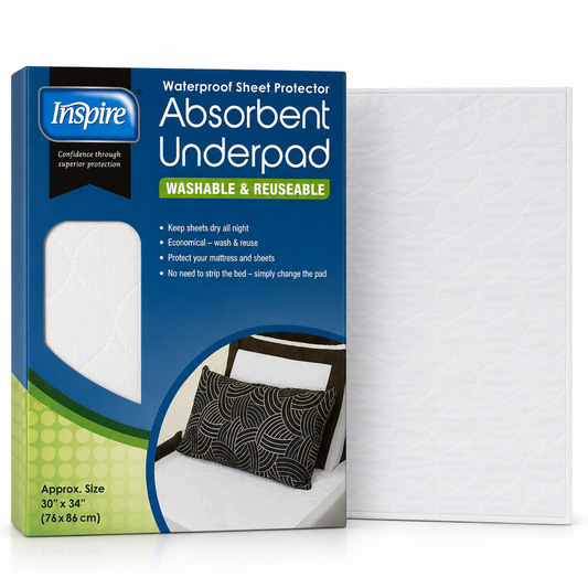 Inspire Washable Reusable Incontinence Underpad, 30 Inches X 34 Inches White