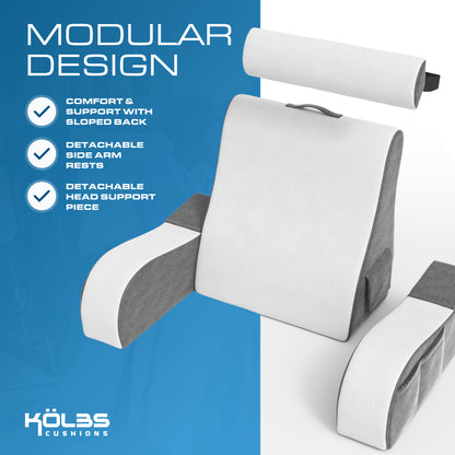 Kolbs Reading Pillow | Full Support for Comfort Solid Foam (Grey/White)