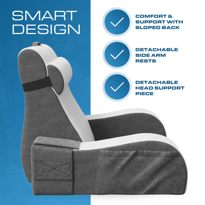 Kolbs Reading Pillow | Full Support for Comfort Solid Foam (Grey/White)