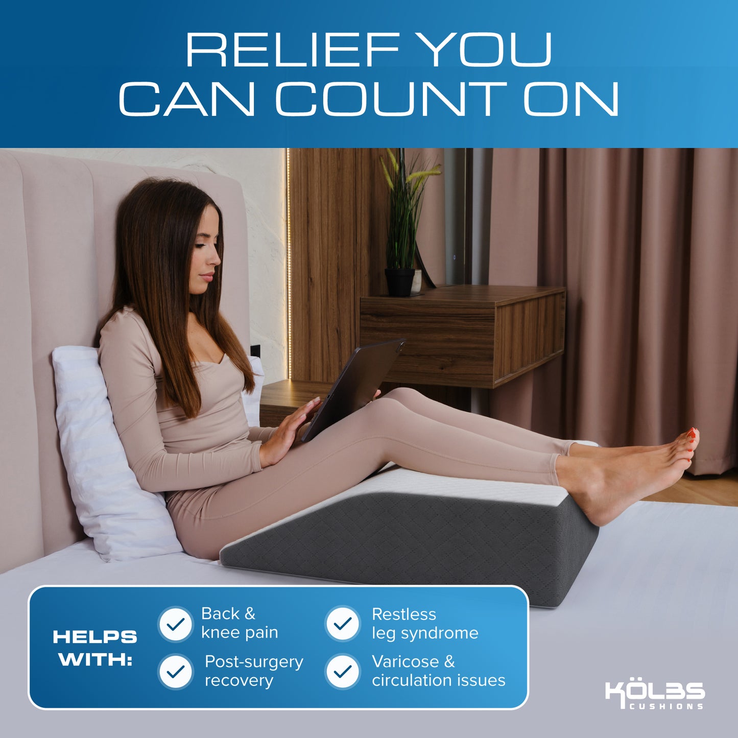 Kolbs Memory Foam Leg Elevation Pillow