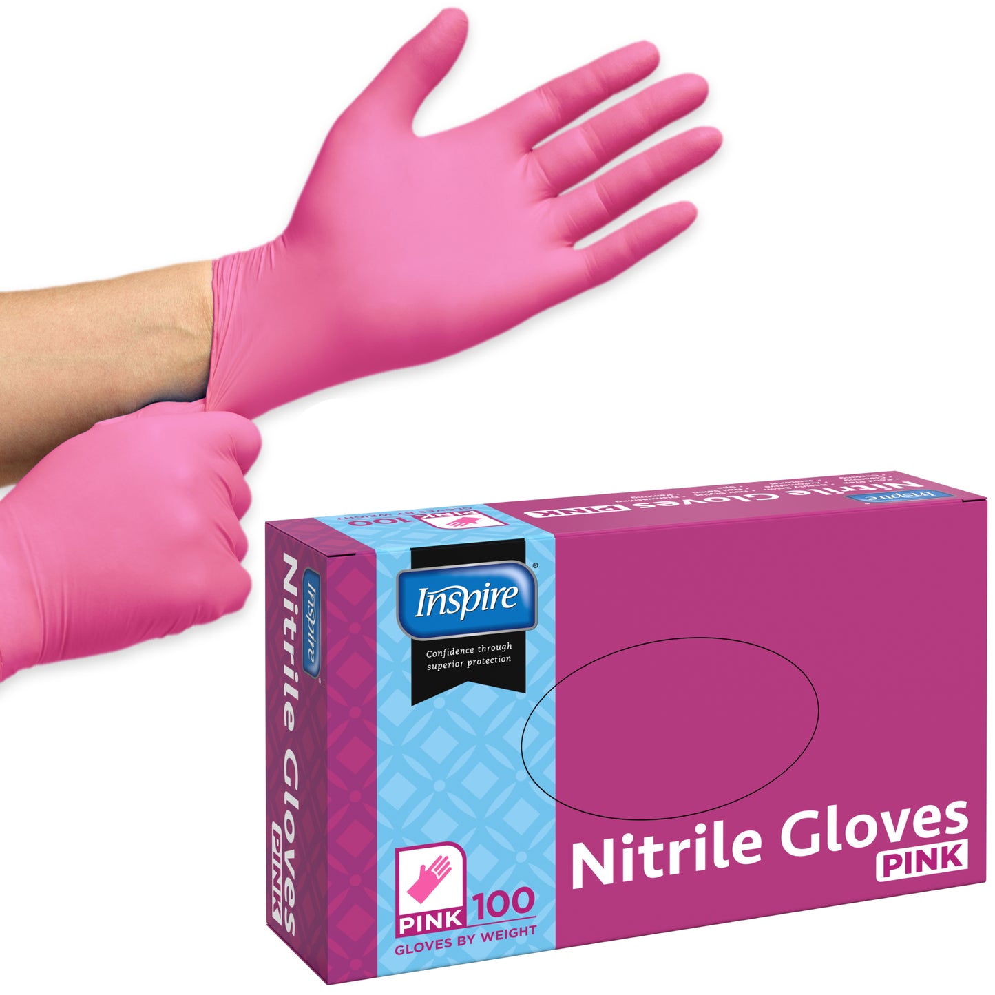 Inspire Nitrile Pink 100 Count