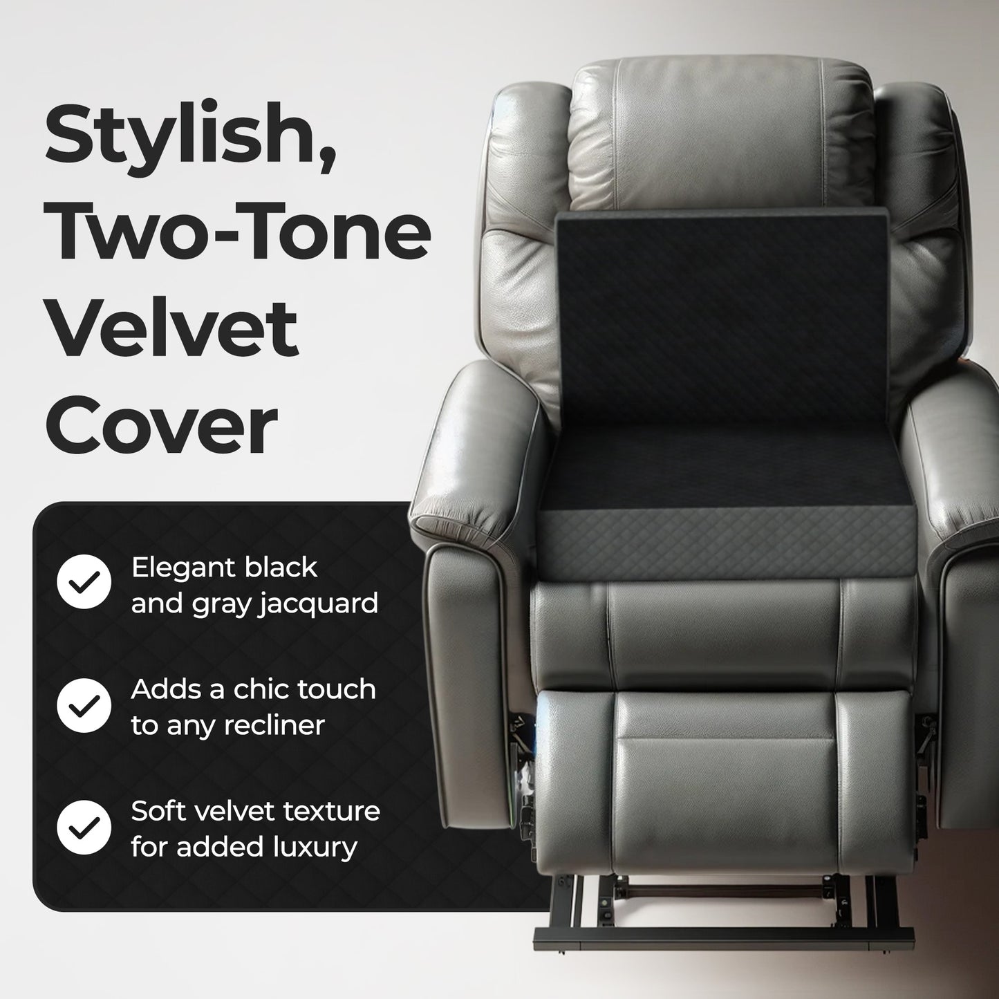 Kolbs Extra Large Recliner Cushion | Chic 2 Tone Velvet Cover (Seat with Back)