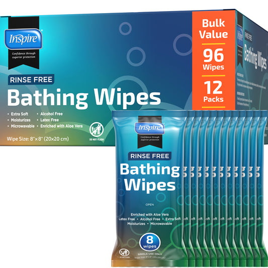 Inspire Thick Rinse Free Body Wash Wipes