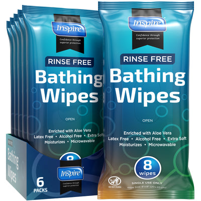 Inspire Thick Rinse Free Body Wash Wipes