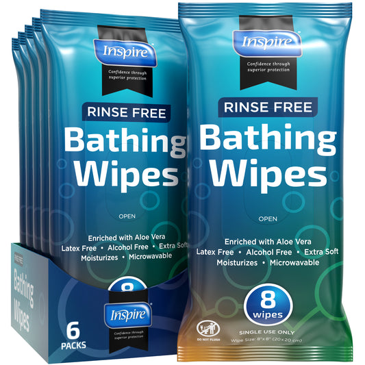 Inspire Thick Rinse Free Body Wash Wipes