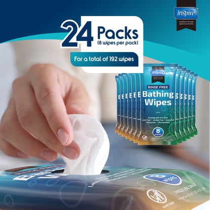 Body Wipes for adults bathing Rinse Free | Adult Wash Cloths Extra Large, Bathing Wipes for Incontinence, 8"x 8" In (192 count Bulk Pack)