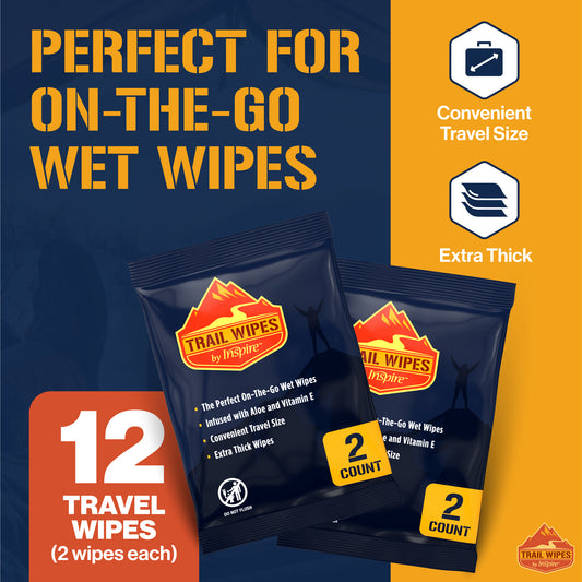 Inspire Trail Wipes | Camping Wipes Body Wipes Adults | Biodegradable Wipes For Camping, Travel, Gym