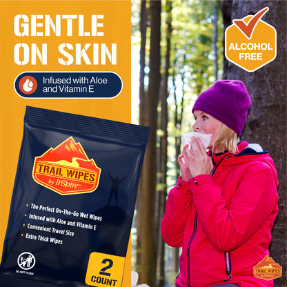 Inspire Trail Wipes | Camping Wipes Body Wipes Adults | Biodegradable Wipes For Camping, Travel, Gym