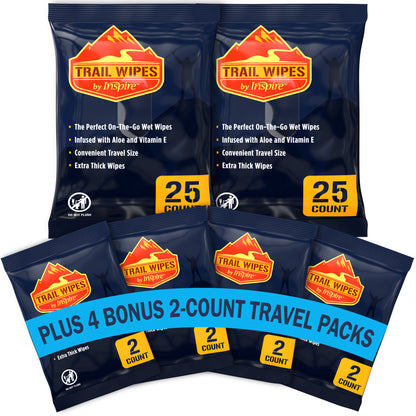 Inspire Trail Wipes | Camping Wipes Body Wipes Adults | Biodegradable Wipes For Camping, Travel, Gym